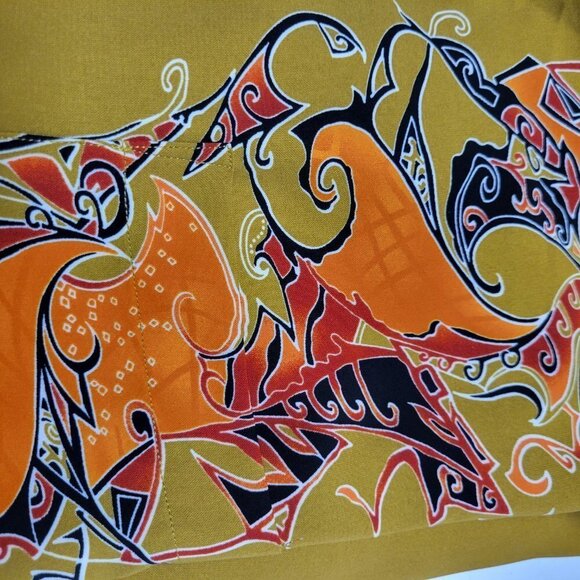 Men's Mustard Yellow Batik Long Sleeve Shirt - Picture 5 of 7